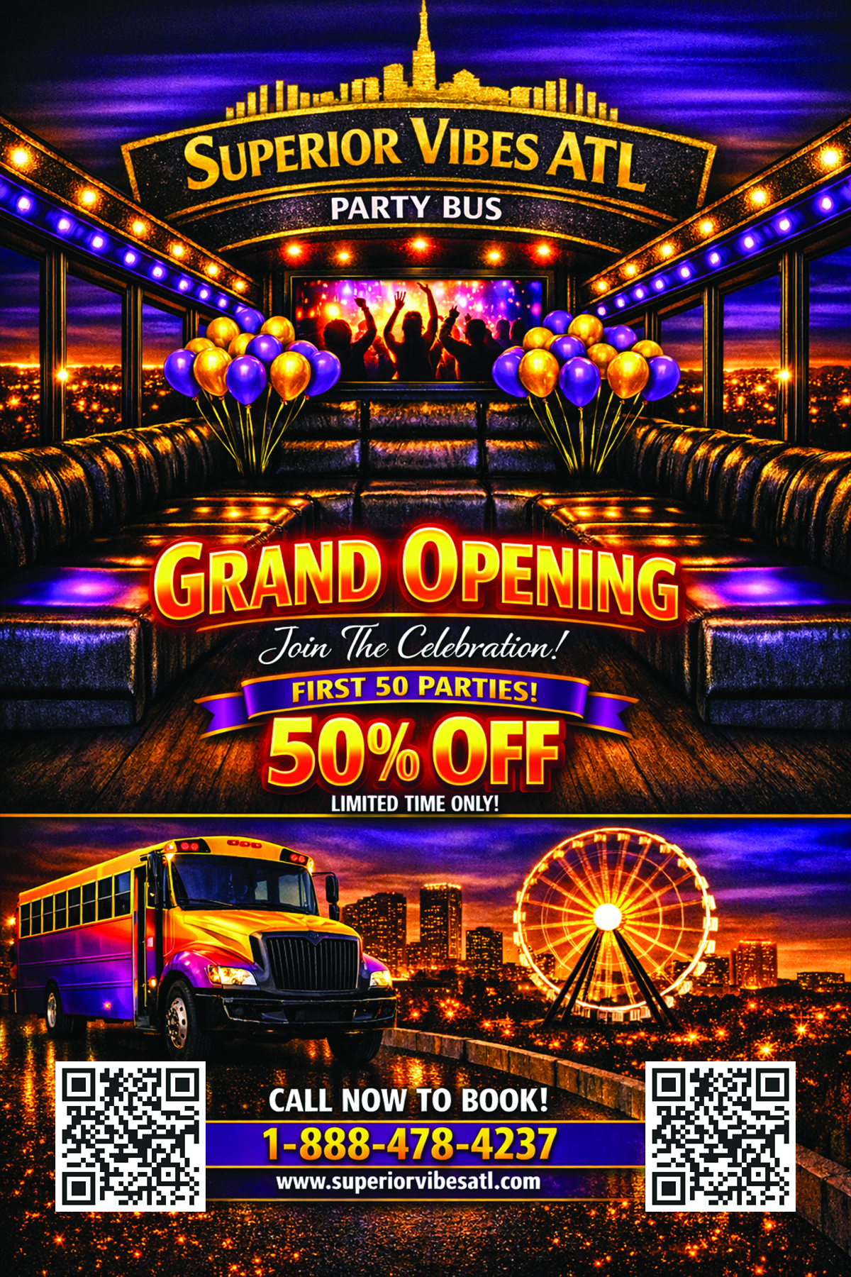 Luxury party bus interior